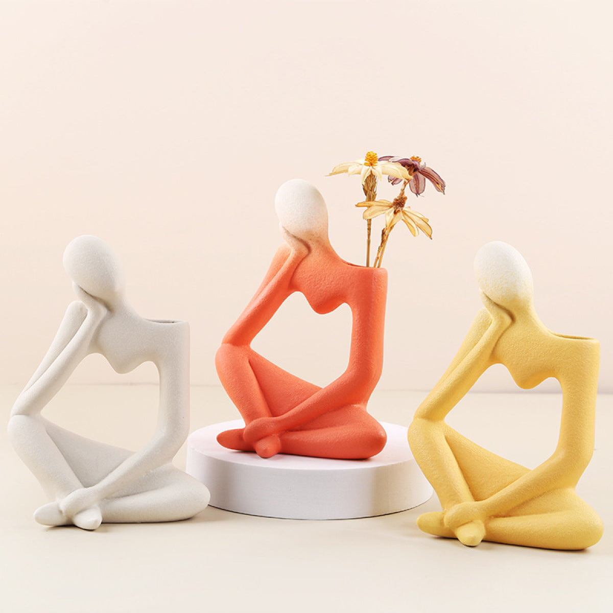 Matte Ceramic Abstract Vase Decor